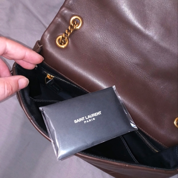 NWT YVES SAINT LAURENT JAMIE LAMBSKIN SLIDING CHAIN BAG, DARK GANACHE ~AUTHENTIC - Picture 15 of 16